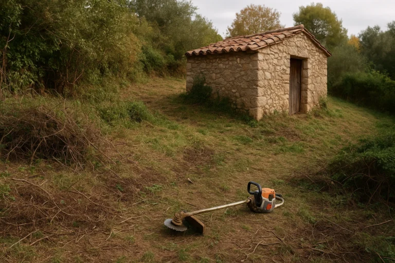 Défrichage autour d’une ancienne bâtisse en pierre à La Ciotat