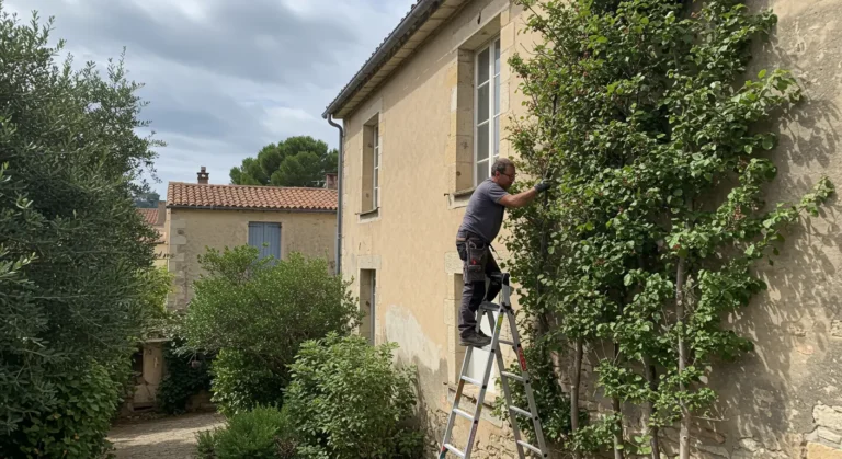 Taille de lierre sur maison ancienne