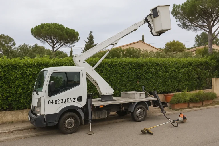 Véhicule nacelle prêt pour une intervention à La Ciotat